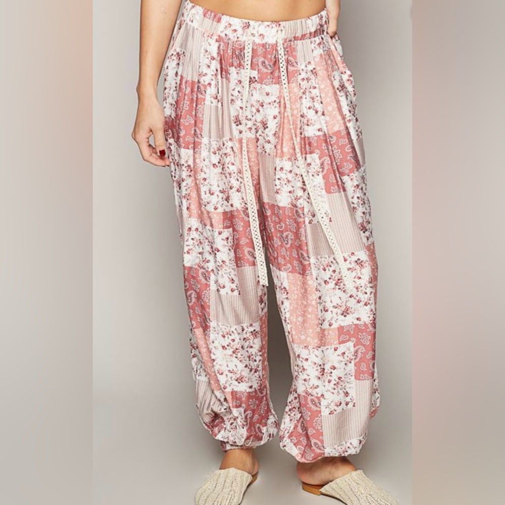 Pol Blush Patchwork Boho Pants - image 5